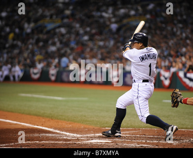 Akinori Iwamura Rays 19. Oktober 2008 MLB Akinori Iwamura von den Tampa Bay Rays Fledermäuse gegen die Boston Red Sox in der American League Championship Serie Spiel 7 im Tropicana Field in St.Petersburg Florida USA Foto: AFLO 2324 Stockfoto