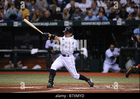 Akinori Iwamura Rays 19. Oktober 2008 MLB Akinori Iwamura von den Tampa Bay Rays Fledermäuse gegen die Boston Red Sox in der American League Championship Serie Spiel 7 im Tropicana Field in St.Petersburg Florida USA Foto: AFLO 2324 Stockfoto