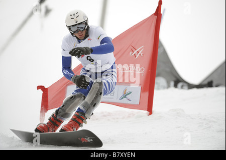 Patrick Bussler GER 21. Januar 2009 Snowboarden Patrick Bussler 6 Deutschland nimmt 3. Platz während der FIS Snowboard WM Herren Parallelslalom in Hoengseong Südkorea Foto von Hiroyuki Sato AFLO 2016 Stockfoto