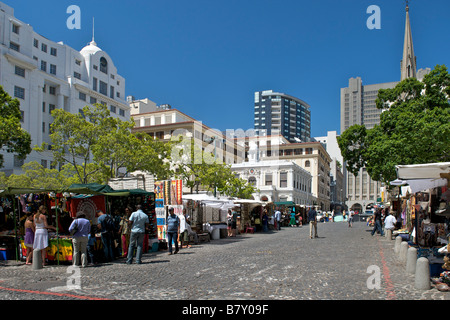Ansicht der Greenmarket Square in Kapstadt in Südafrika. Stockfoto
