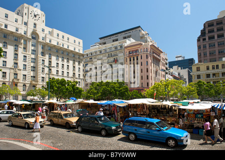 Ansicht der Greenmarket Square in Kapstadt in Südafrika. Stockfoto