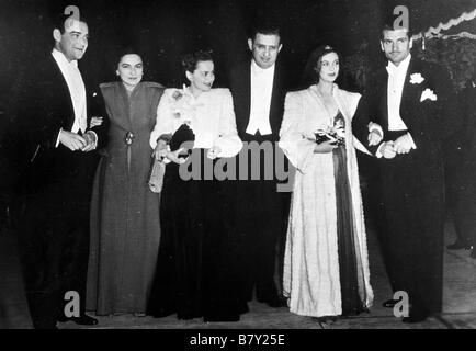 Vivien Leigh, Laurence Olivier, Olivia de Havilland, Margaret Mitchell, David O'Selznick mit dem Wind Jahr gegangen: 1939 USA Stockfoto