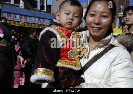 Die jährlichen chinesischen Lunar New Year Parade im Stadtteil Brooklyn Sunset Park Stockfoto