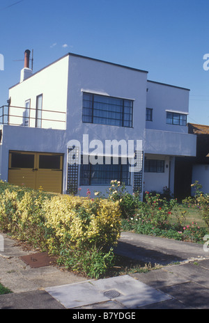 Frinton Parkgrundstück Frinton-on-Sea, Essex UK weiße flache überdachtes modernistisches Haus gestaltet Oliver Hill 1935 Stockfoto