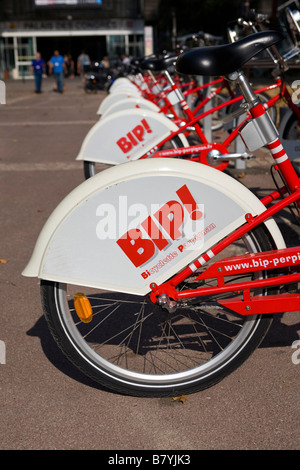 BIP Bicyclette Perpignan öffentliche Fahrrad Vermietung Schema in Perpignan eine Stadt im Süden von Frankreich Stockfoto