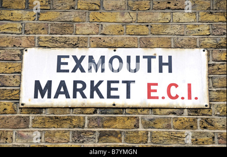 Exmouth Market Street Zeichen Clerkenwell Islington London EC1 England UK Stockfoto