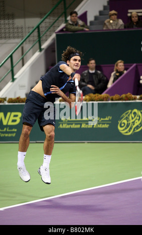 Roger Federer oder in der Schweiz spielt Andreas Seppi in Italien am 7. Januar 2009 in Qatar ExxonMobil Open Stockfoto