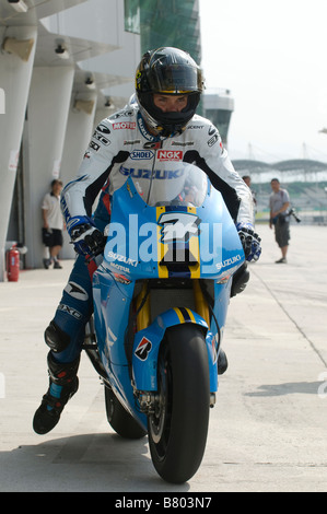 SEPANG MALAYSIA 5. Februar 2009 Australier Chris Vermeulen Rizla Suzuki MotoGP beim offiziellen MotoGP Test in Sepang, Malaysia Stockfoto