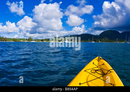 Kajakfahren auf Hanalei Bay Insel Kauai Hawaii Stockfoto
