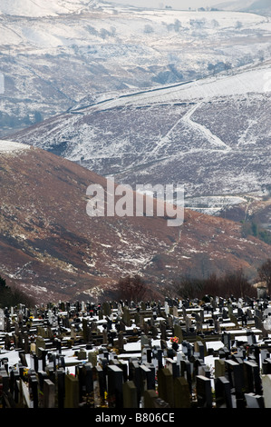 Penrhys Friedhof im Rhondda Valley in Wales. Stockfoto