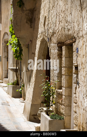 La Cadiére d ' Azur, Var, Hausfassaden auf schmalen Straße. Frankreich Stockfoto