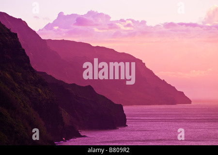 Abendlicht an der Na Pali Küste Insel Kauai Hawaii Stockfoto