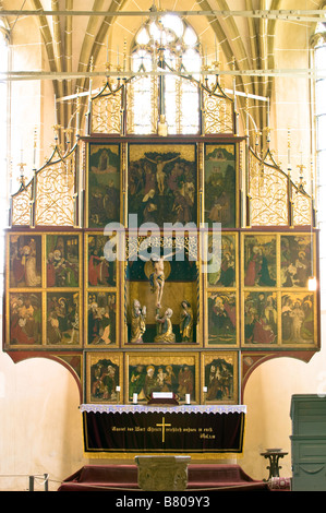 Europa-Rumänien-Siebenbürgen Wehrkirche im sächsischen Stadt Birthälm innen- und Altarbild Stockfoto