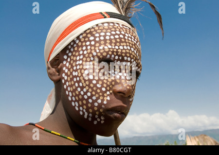 Stammes-junge aus den Stämmen der Arbore Omovalley Äthiopien Afrika Stockfoto