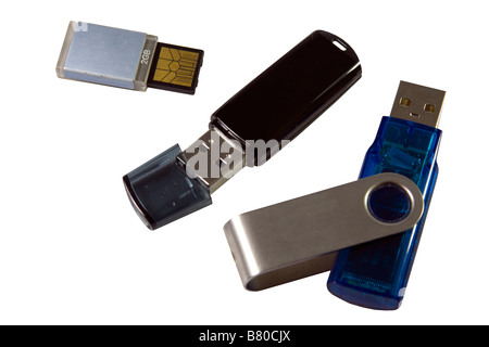 USB-Sticks, isoliert auf weiss. Stockfoto