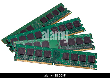 DDR2 Speichermodule von Computer isoliert auf weiss. Stockfoto