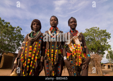 Junge Mädchen vom Stamm Hamer Turmi Omovalley Äthiopien Afrika Stockfoto