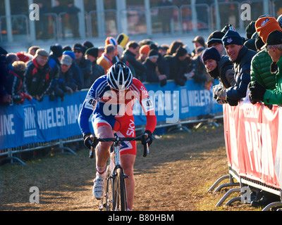 Britische Konkurrent auf der Weltmeisterschaft Cyclecross in Hoogerheide Niederlande Stockfoto