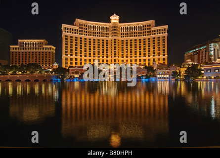 Bellagio Hotel und Casino in der Nacht Stockfoto