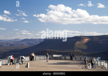 Blick über Jamison Valley vom Echo Point Katoomba Blue Mountains New South Wales Australien Stockfoto