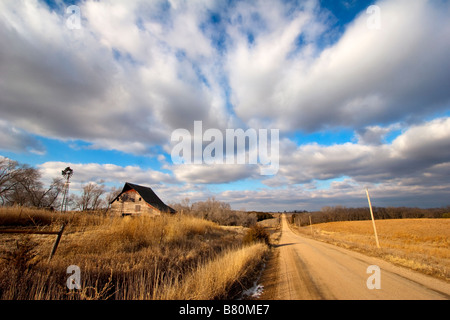 Eine Landstraße in eastern Nebraska USA 19. Januar 2009 Stockfoto