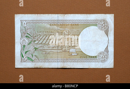 Bangladesch 5 fünf Taka-Banknote Stockfoto