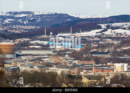 Die oberen Don Valley in Sheffield mit Sheffield Mittwoch Fußballplatz in der Ferne Stockfoto