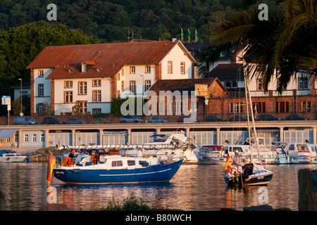 Heidelberg, Deutschland. Boote auf dem Neckar an einem sonnigen Sommertag. Stockfoto