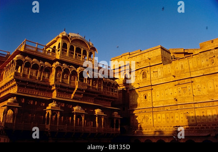 Raj Mahal, der königliche Palast, innen Jaisalmer Fort, Rajasthan Stockfoto