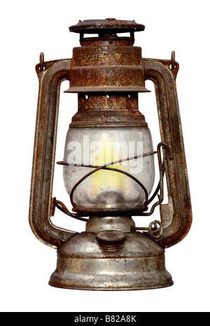 Antike Petroleumlampe Zeit getragen Stockfoto