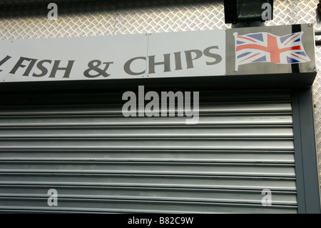 Eine geschlossene Fisch und Chip-Shop Stockfoto