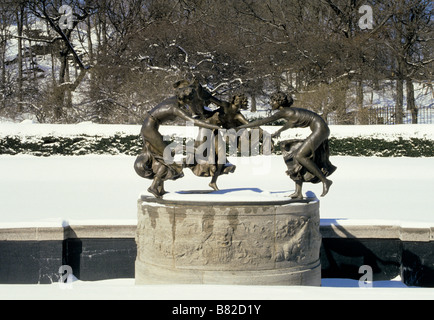 New York City Untermeyer Brunnen der drei Grazien Wintergarten Central Park im Winter USA Stockfoto