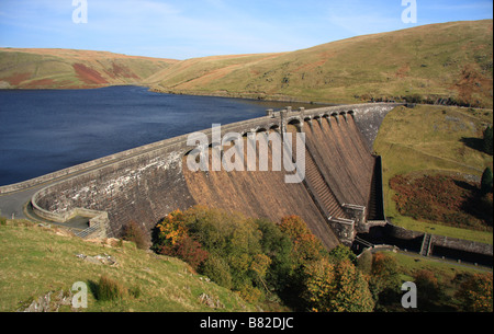 Claerwen Reservoir Damm im Elan-Tal, Elan, in der Nähe von Rhayader, mid-Wales Stockfoto