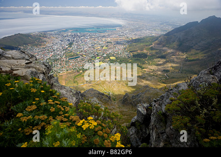 malerische Aussicht, Blick von der Spitze des Tafelbergs in Kapstadt, Südafrika Stockfoto