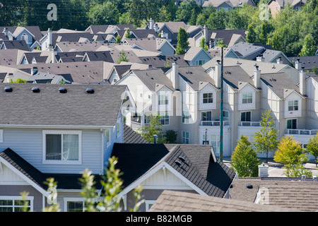 Vogelperspektive Blick auf eine Wohnsiedlung in Issaquah WA USA Stockfoto