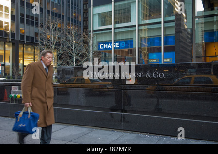 Das Zeichen außerhalb der JP Morgan Chase-Hauptsitz in New York City am Mittwoch, 4. Februar 2009 Frances M Roberts Stockfoto