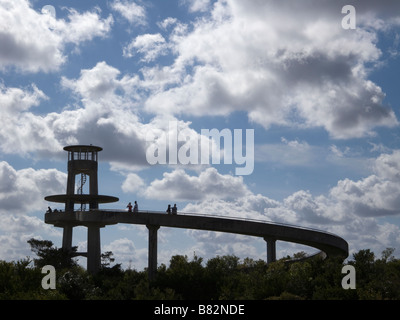 Aussichtsturm oberhalb Sawgrass Grasland Shark Valley Everglades Nationalpark Florida Stockfoto