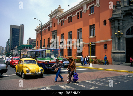 Minivan, minivan Service, Bus, Bus, Colectivo, Miraflores, Lima, Lima, Peru, Südamerika Stockfoto