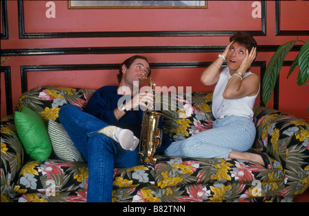 Michel Delpech Michel Delpech Michel Delpech Avec Son Épouse Geneviève Garnier Fabre Année 1985 Stockfoto