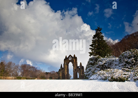 Gisborough Priory im Winter Tees Valley Cleveland North East England Stockfoto