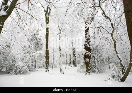 Starker Schneefall schafft ein Wintermärchen, London Stockfoto