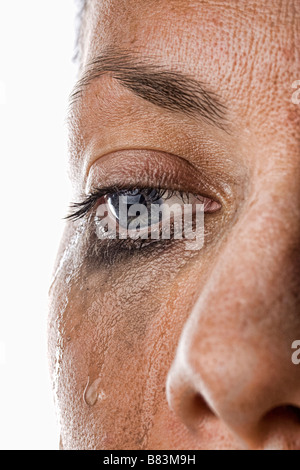 Aufnahme einer Frau weinend hautnah Stockfoto