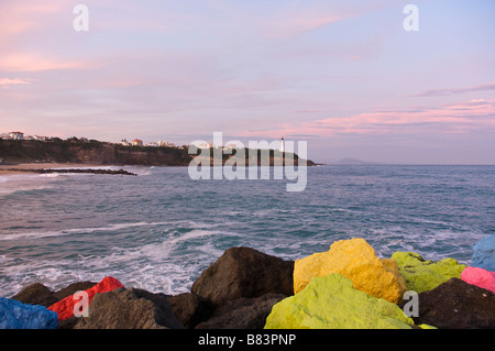 Morgendämmerung am Chambre d Amour Strand in Anglet-France Stockfoto