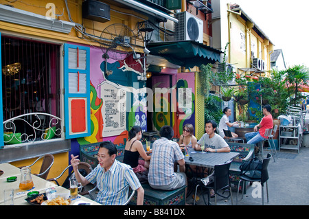 Arabische Viertel Singapore Kampong Glam Terrasse Straßencafé Restaurant bar Stockfoto