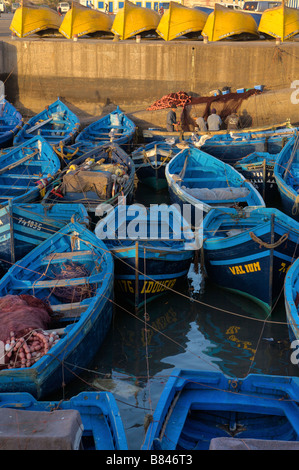 Kleine Boote im Hafen von Essaouira Marokko Stockfoto