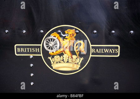 British Railways Logo auf einer Dampfmaschine Stockfoto