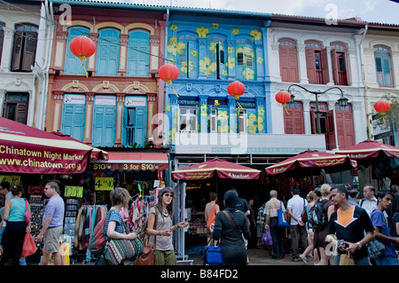 Singapur Chinatown China chinesische Streetshop speichern Nacht Marktzentrum Innenstadt Stockfoto