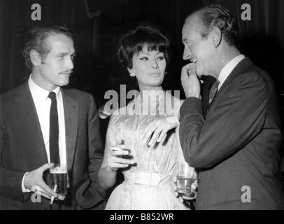 Paul Newman, Sophia Loren et David Niven, die zusammen in th Film Lady L gespielt (1965) Stockfoto