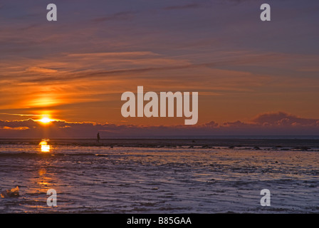 Sonnenuntergang über Morecambe Bay Stockfoto