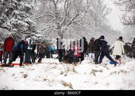 Riesige Menge an Schnee fallen im London Borough of Richmond upon Thames im Februar 2009. Stockfoto